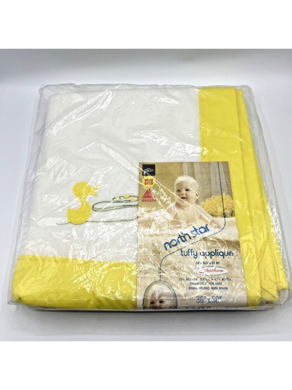 Chatham North Star Crib Blanket Yellow Nylon Trim Duck 36x50
